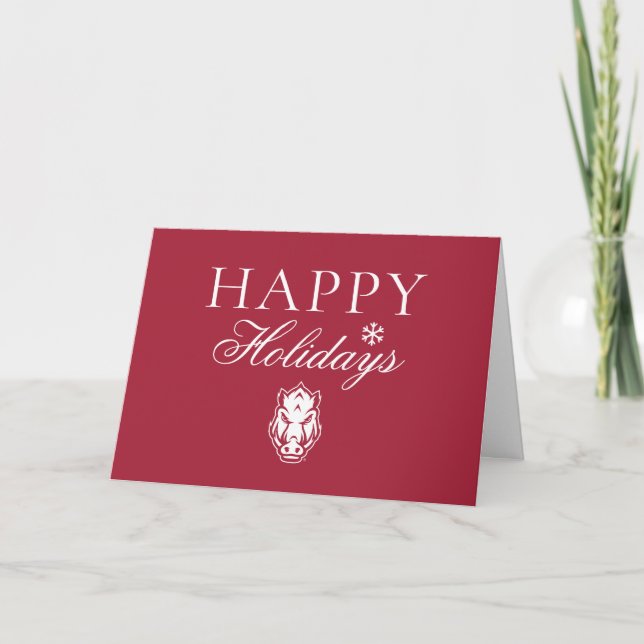 Arkansas Razorbacks Mascot Logo Holiday Card (Front)