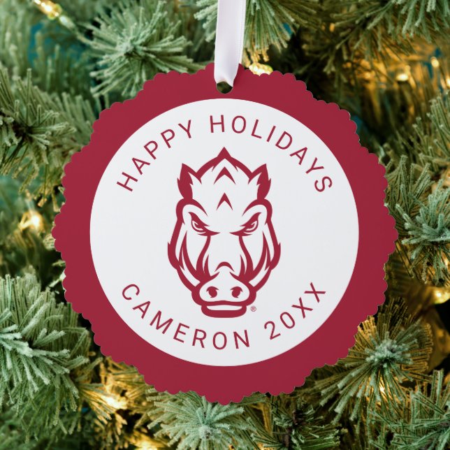 Arkansas Razorbacks Mascot Logo Ornament Card (Insitu (Tree))