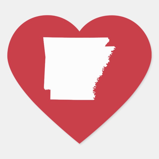 Arkansas Red and White Heart Sticker (Front)