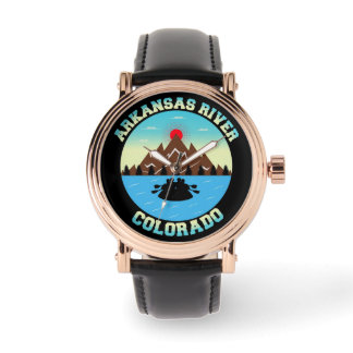 Arkansas River Colorado Adventure Vector T-Shirt Watch