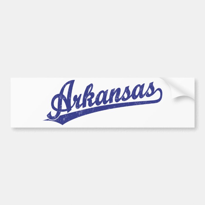 Arkansas script logo in blue bumper sticker