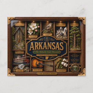 Arkansas Shadow Box 3D Figurine State Postcard