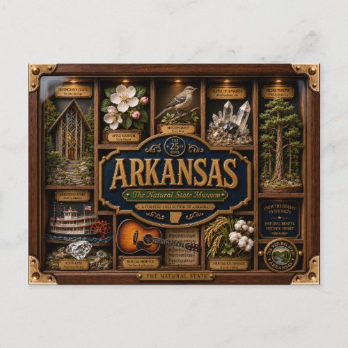 Arkansas Shadow Box 3D Figurine State Postcard