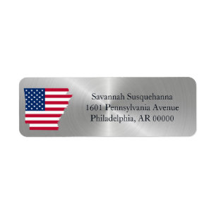 Arkansas Silver American Flag Patriotic Label
