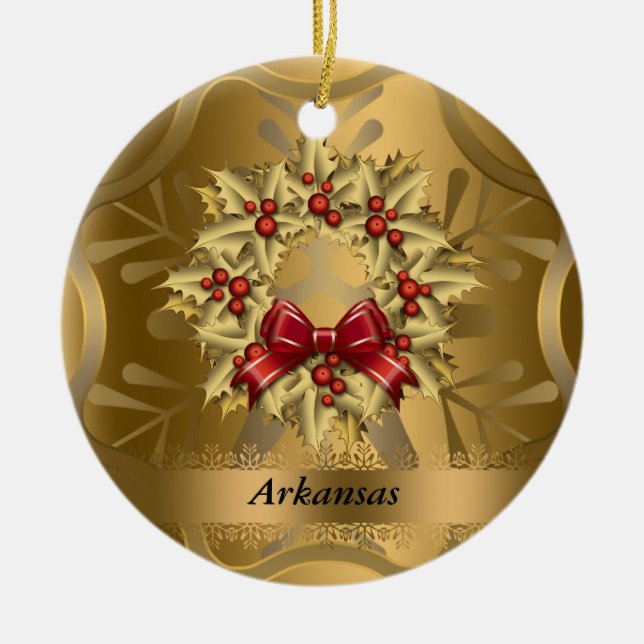 Arkansas State Christmas Ornament (Front)