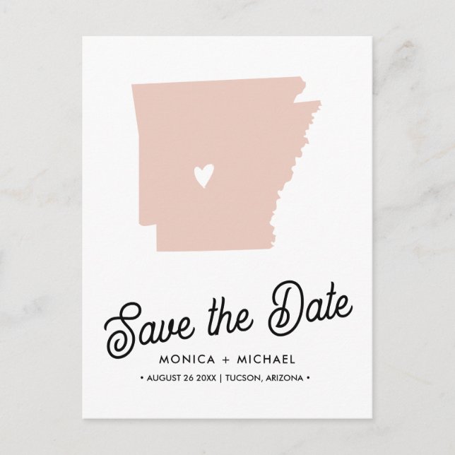 ARKANSAS State Destination Wedding - ANY COLOR! Announcement Postcard (Front)