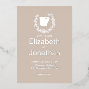 Arkansas State Destination Wedding Foil Invitation