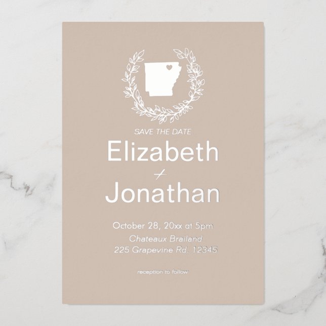 Arkansas State  Destination Wedding   Foil Invitation (Front)