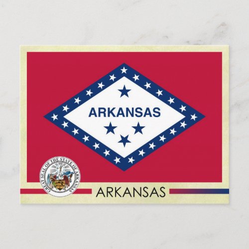 Arkansas State Flag and Seal Postcard