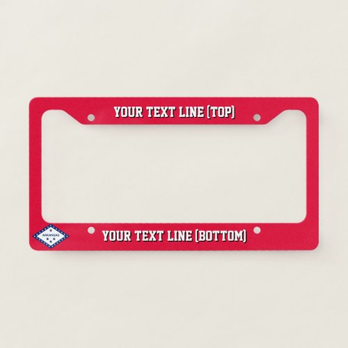 Arkansas State Flag Design on a Personalized License Plate Frame