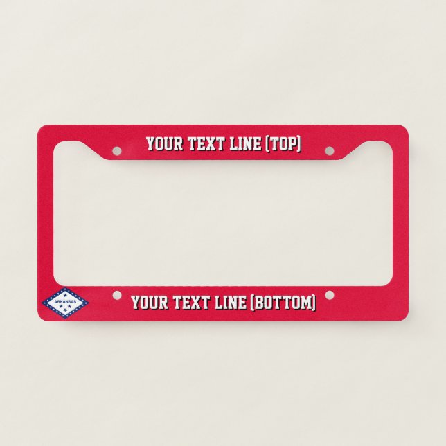 Arkansas State Flag Design on a Personalized License Plate Frame (Front)