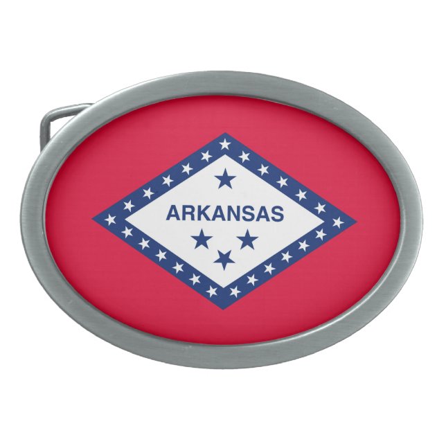 Arkansas State Flag Design Oval Belt Buckle (Front)