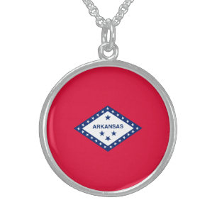 Arkansas State Flag Design Sterling Silver Necklace