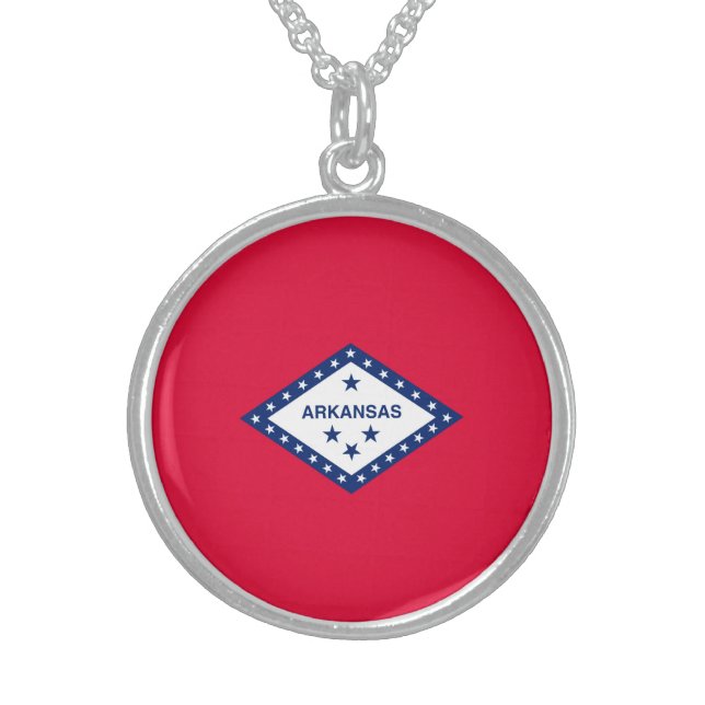 Arkansas State Flag Design Sterling Silver Necklace (Front)