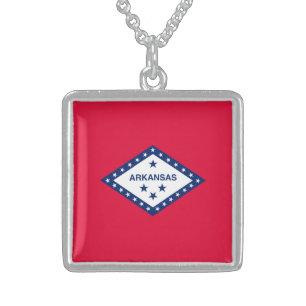 Arkansas State Flag Design Sterling Silver Necklace