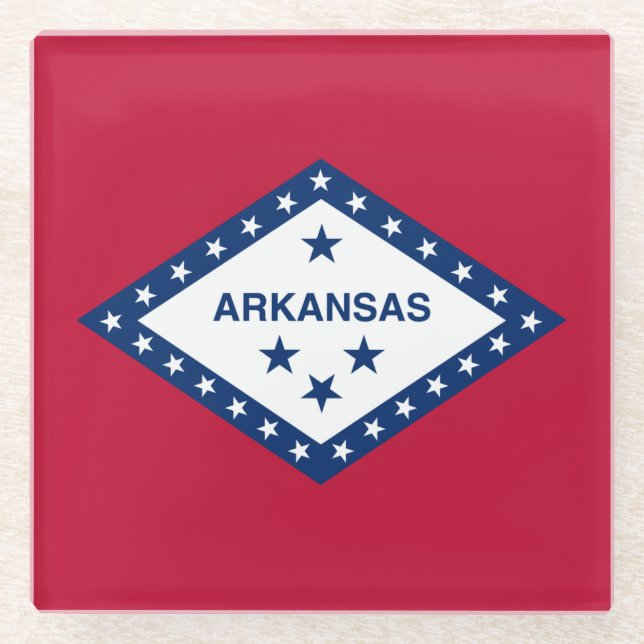 Arkansas State Flag Glass Coaster (Front)