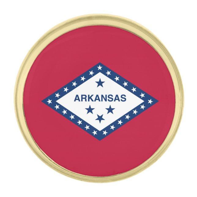 Arkansas State Flag Gold Finish Lapel Pin (Front)