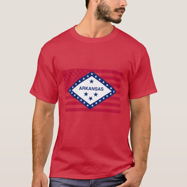 Arkansas State Flag Graphic USA Styling Oversized T-Shirt (Front)