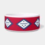Arkansas State Flag Pet Bowl<br><div class="desc">Show your pet some Arkansas pride with our stylish pet bowl featuring the flag of Arkansas! This eye-catching pet bowl prominently displays the distinctive Arkansas flag design, with its striking red, white, and blue colors and iconic diamond and star pattern. It's the perfect way to add a touch of state...</div>