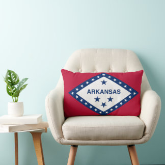 Arkansas State Flag Print Patriotic Lumbar Pillow