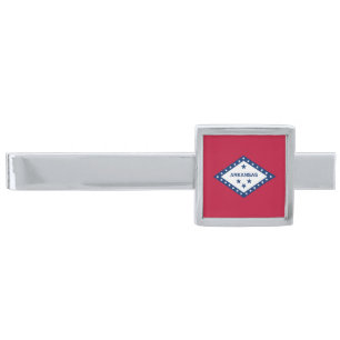 Arkansas State Flag Silver Finish Tie Bar