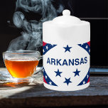 Arkansas State Flag Teapot<br><div class="desc">The Arkansas state flag is colorful with a deep red background, blue text, and stars and is complete with white in the middle. Arkansas is a land of lakes and rivers, thick forests, and fertile soil. ⭐PERSONALIZE this template with your artwork. ⭐EDIT it further to make more changes. ⭐TRANSFER this...</div>