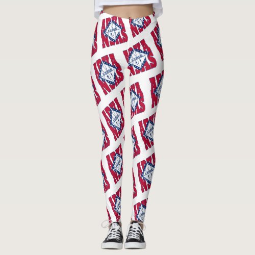 Arkansas state flag text pattern leggings