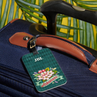 Arkansas State Flowers Emblem Monogram Luggage Tag
