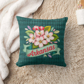 Arkansas State Flowers Emblem Throw Pillow