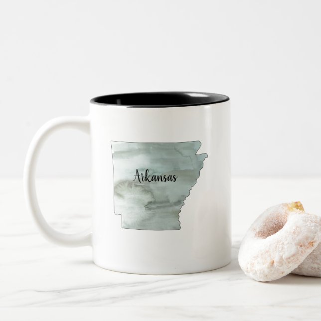Arkansas State Illustration Two-Tone Coffee Mug (With Donut)