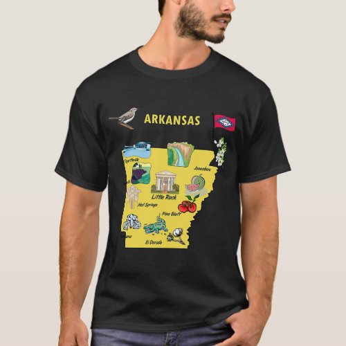 Arkansas state map major cities Tourist Destinatio T_Shirt