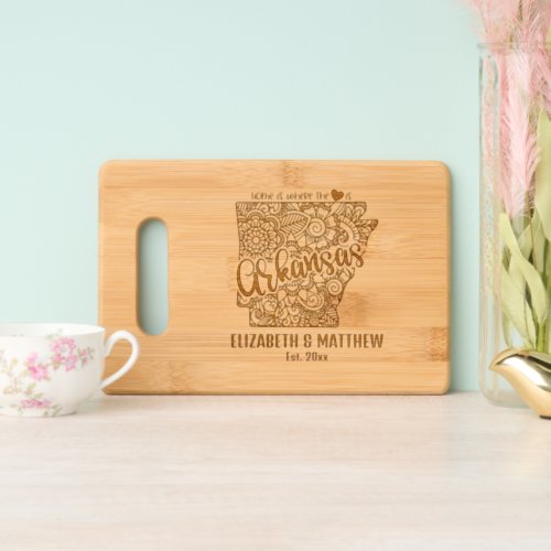 Arkansas state map outline newly weds USA Cutting Board