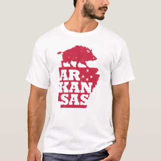 Arkansas State Map Outline Pig Razorback Country T-Shirt