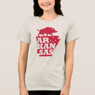 Arkansas State Map Outline Pig Razorback Country Tri-Blend Shirt
