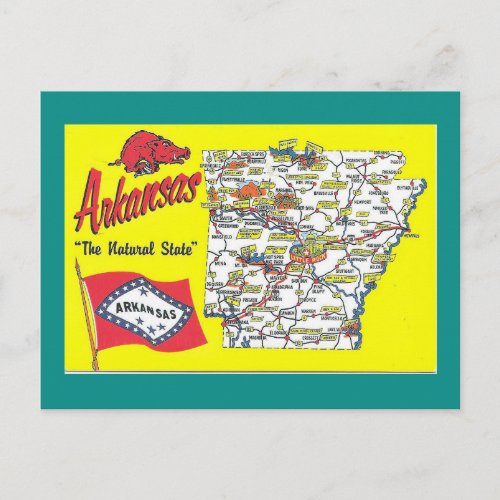 Arkansas State Map Postcard