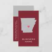 Arkansas State Map with Custom Red Heart and Name Business Card (Front/Back)