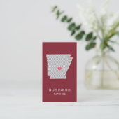 Arkansas State Map with Custom Red Heart and Name Business Card (Standing Front)