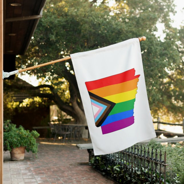 Arkansas State Pride LGBTQ Progress Pride House Flag (In SItu)