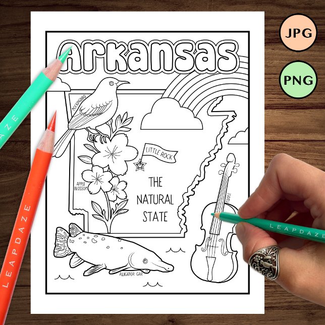 arkansas state shape and facts coloring page (Creator Uploaded)