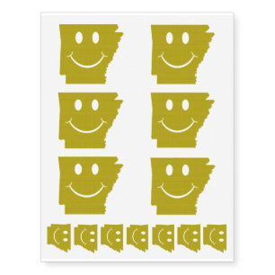 Arkansas State Shape Smiley Face Temporary Tattoos