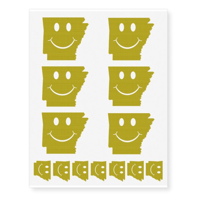 Arkansas State Shape Smiley Face Temporary Tattoos (Front)