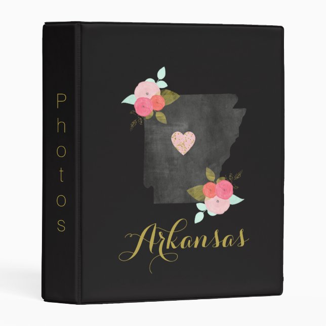 Arkansas State Travel Photo Album Moveable Heart Mini Binder (Front/Spine)