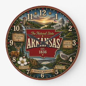 Arkansas State Vintage Map Large Clock