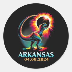 Arkansas Totality Total Solar Eclipse 2024 T Rex D Classic Round Sticker
