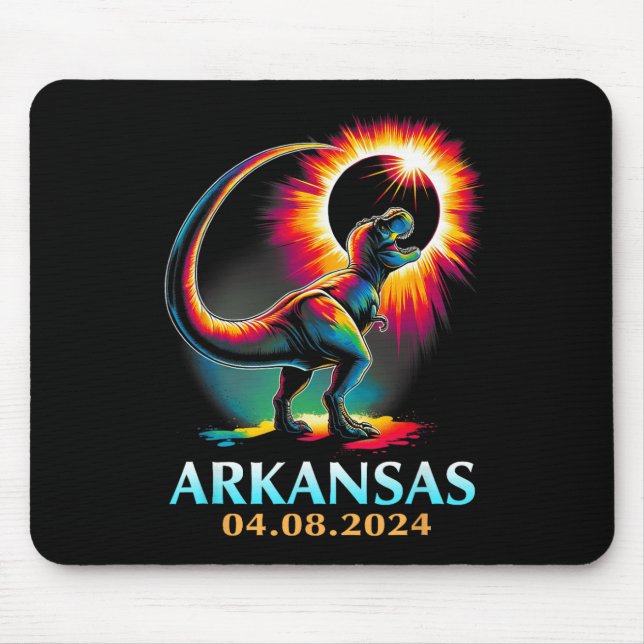 Arkansas Totality Total Solar Eclipse 2024 T Rex D Mouse Pad (Front)