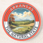 Arkansas Travel Art Badge Coaster<br><div class="desc">Arkansas retro vector travel design. This retro-style travel art,  with its blend of bold colors and vintage allure,  is designed to inspire a sense of adventure.</div>