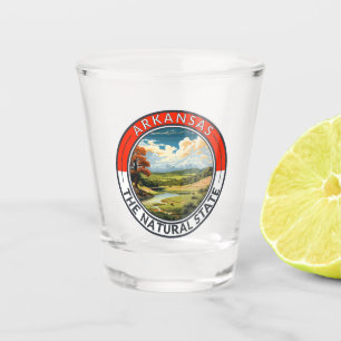 Arkansas Travel Art Badge Shot Glass