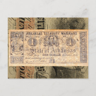 Arkansas Treasury Civil War Antique Money Postcard