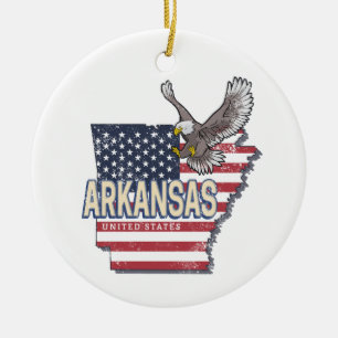 Arkansas United States Retro Map Vintage USA Ceramic Ornament