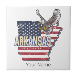 Arkansas United States Retro Map Vintage USA Ceramic Tile